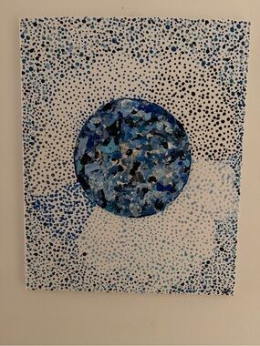 Abstract Blue Dot Canvas Art - Unbranded
